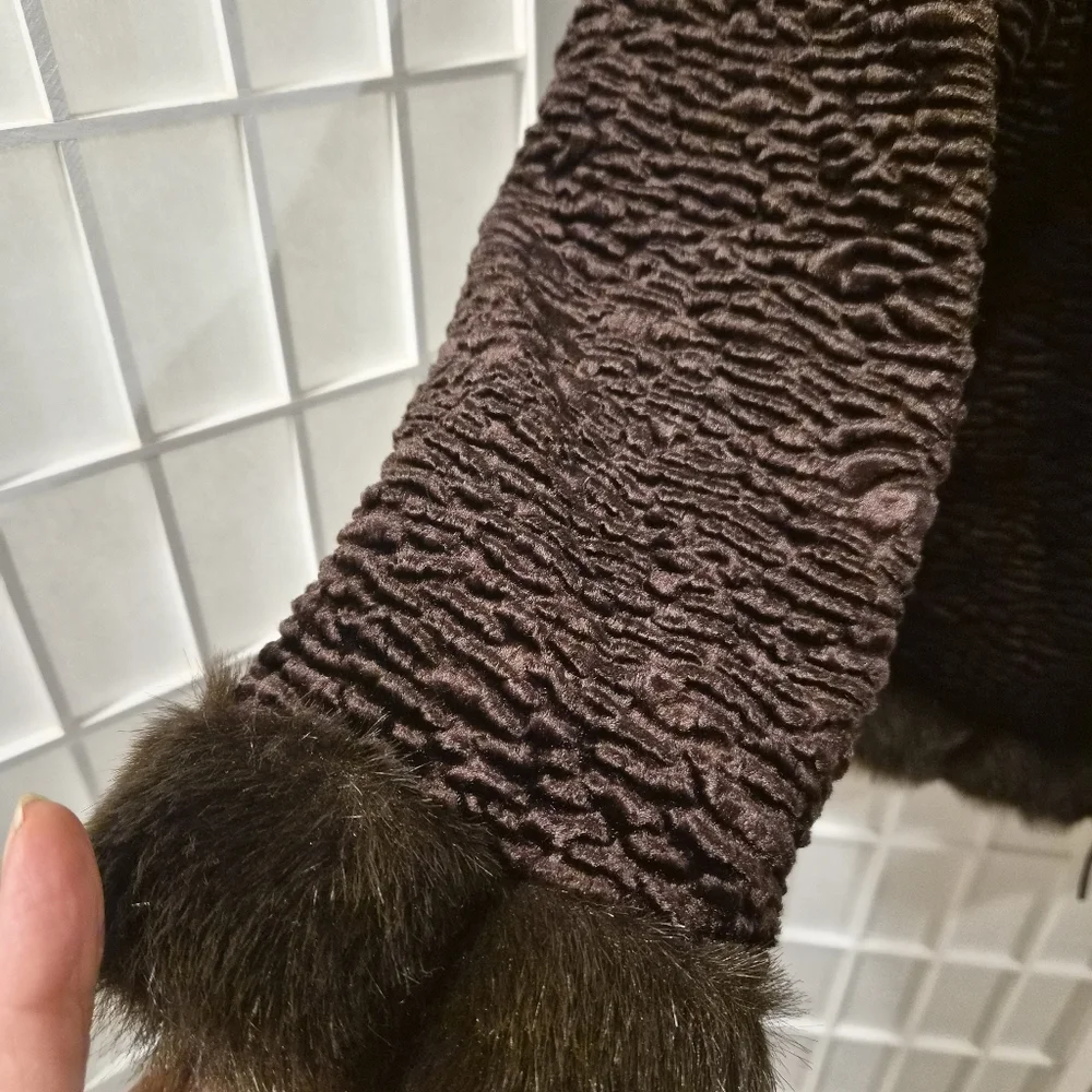 Vintage Brown Faux Fur Coat Sz L - Picture 4 of 15